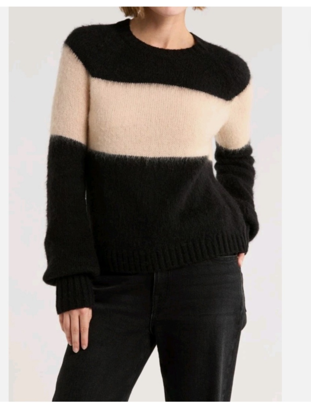 All Saints Lou Uno Colorblock Fuzzy Style Sweater